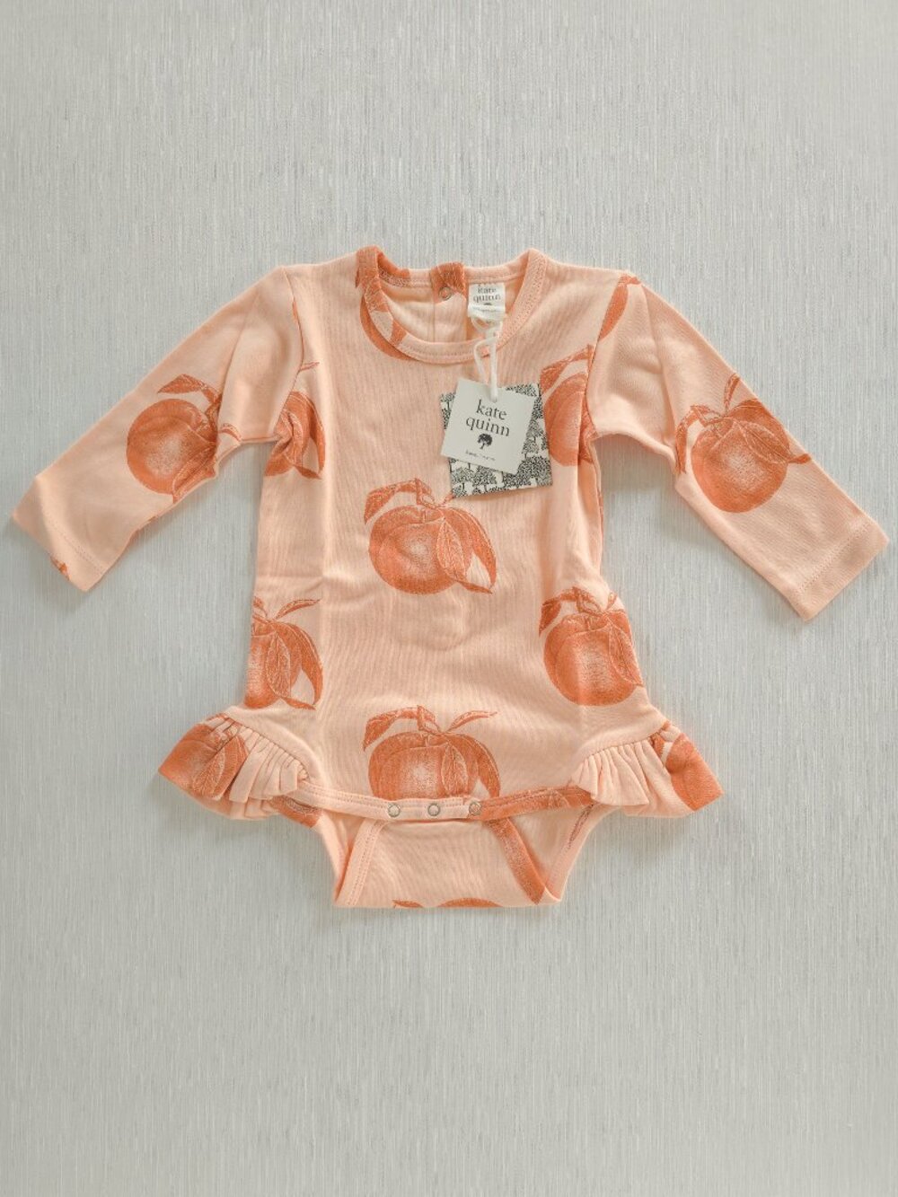 Kate Quinn Vintage Peach Ruffle Leg Bodysuit Long Sleeve 12-18 Months